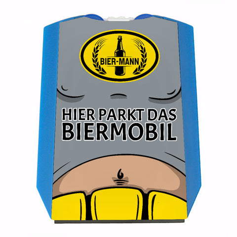 Hier parkt das Biermobil Parkscheibe mit 2 Einkaufswagenchips Bierbauch