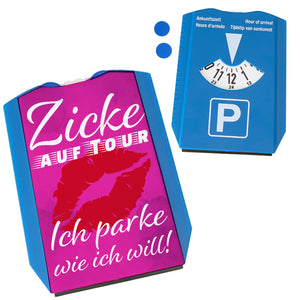 Zicke auf Tour Parkscheibe mit Kussmund Motiv und 2 Einkaufswagenchips