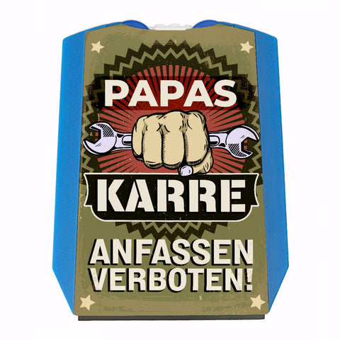 Papas Karre Anfassen Verboten Parkscheibe mit Werkzeug Motiv Einkaufswagenchips