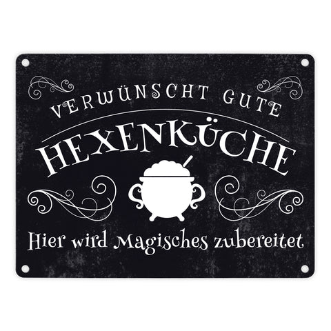 Verwünscht gute Hexenküche Halloween Metallschild mit lustigem Spruch