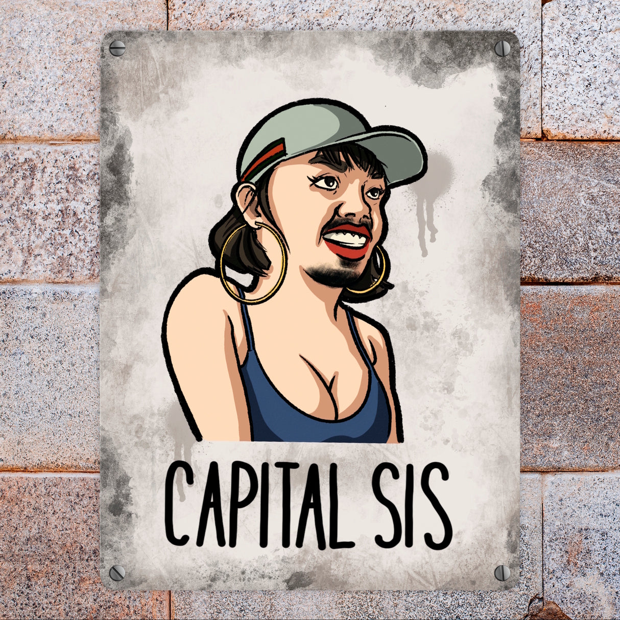 Rapper-Wortspiel Metallschild Capital Sis Dekoschild für einen Rap-Fan