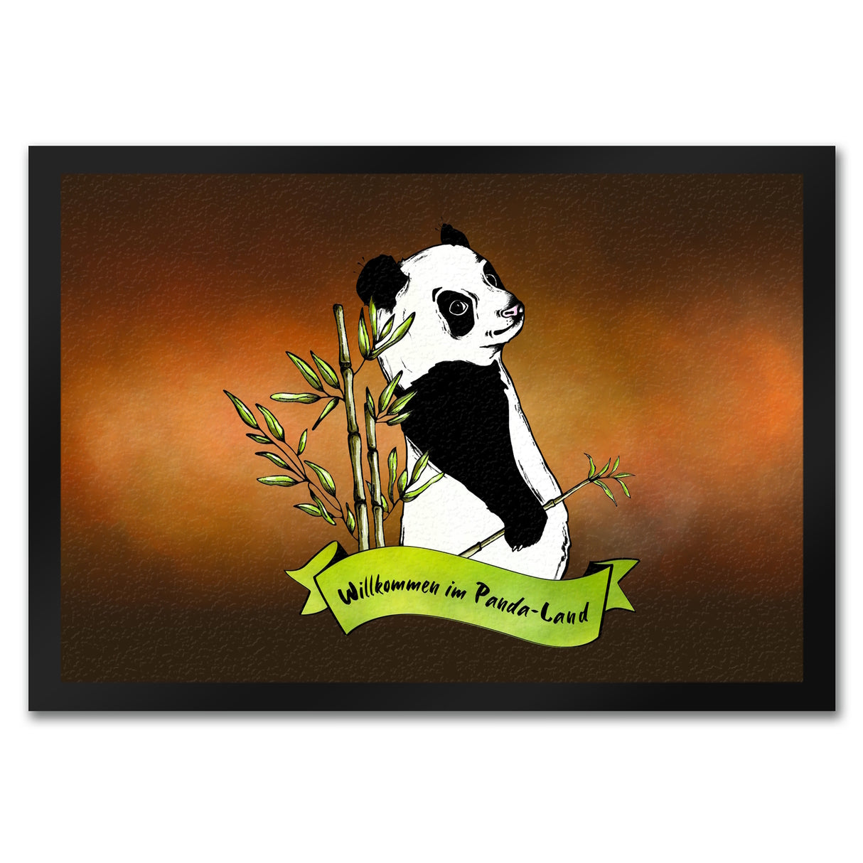 Pandabär Fußmatte Willkommen im Panda-Land in braun