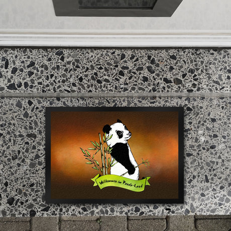 Pandabär Fußmatte Willkommen im Panda-Land in braun