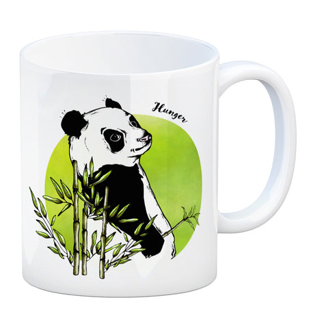 Panda mit Bambus Kaffeebecher und grün