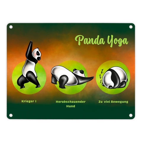 Panda Yoga Metallschild mit Yoga Übungen und Pandabären