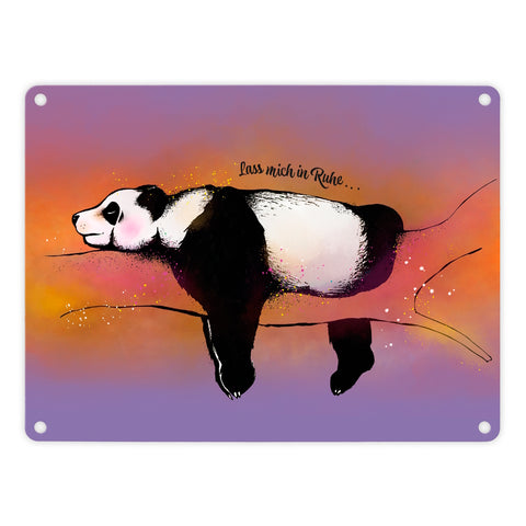 Metallschild mit Panda-Design und lustigem Spruch Lass mich in Ruhe