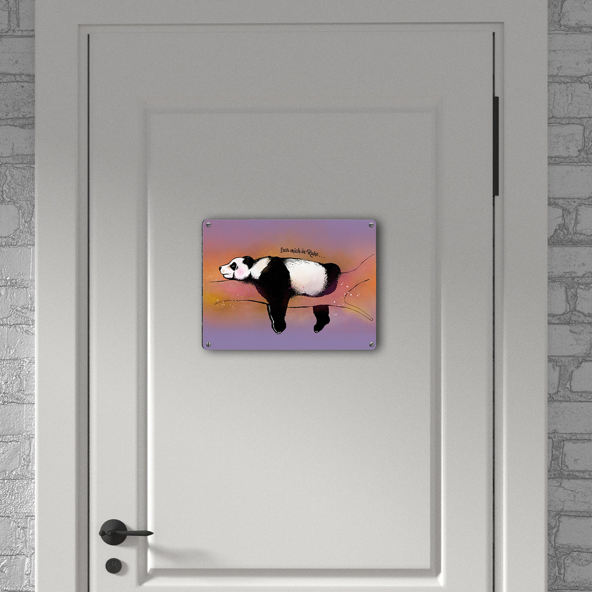 Metallschild mit Panda-Design und lustigem Spruch Lass mich in Ruhe