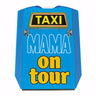 TAXI Mama on tour Parkscheibe in blau mit 2 Einkaufswagenchips