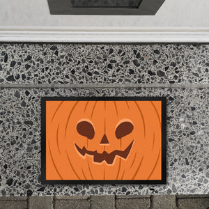 Fußmatte mit gruseligem Kürbiskopf Design für Halloween und die Herbstzeit