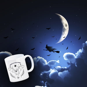Kaffeebecher mit Fledermaus Motiv und Spruch - Vampir in Verkleidung