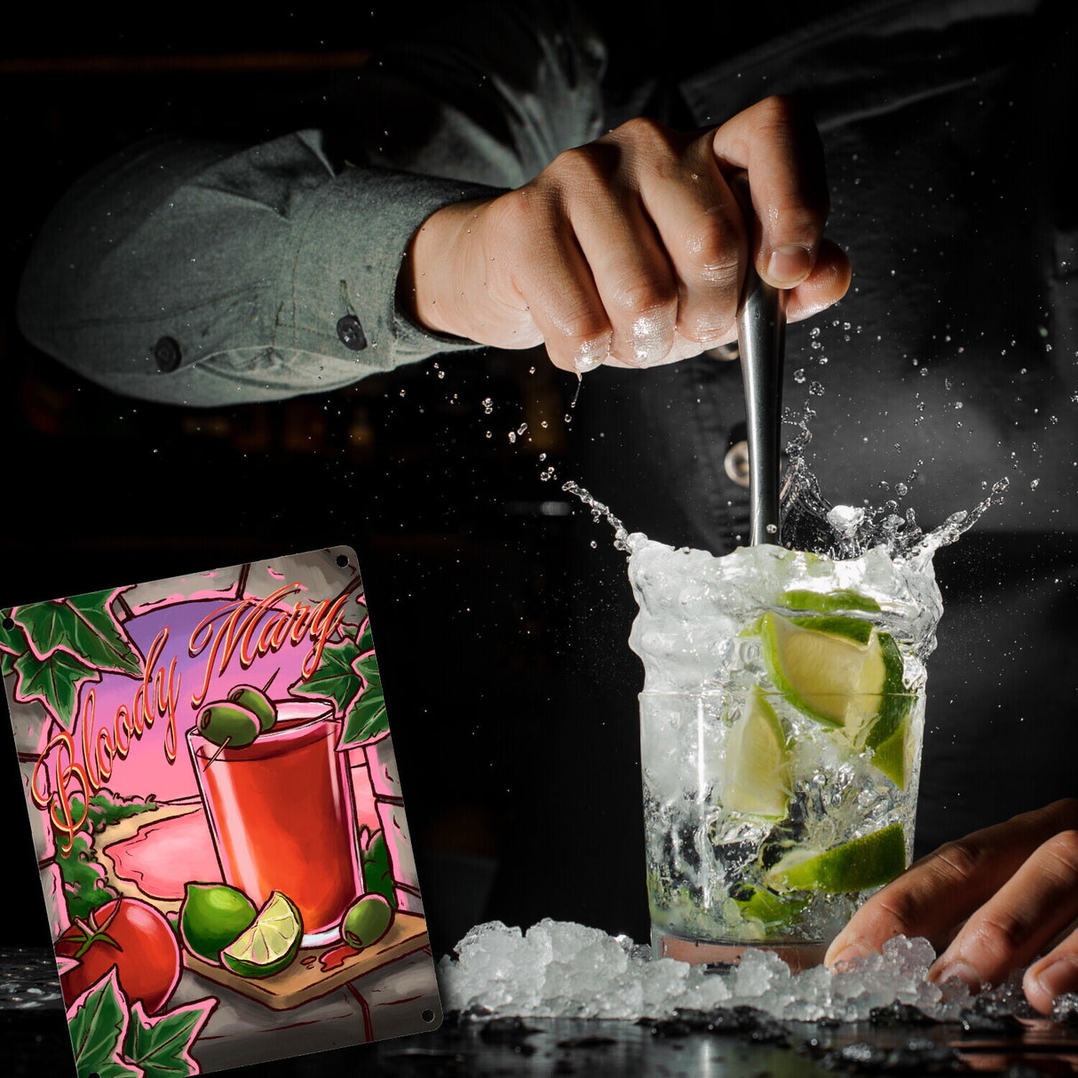 Bloody Mary Metallschild - The Cocktail Series - mit Retro Drink Motiv