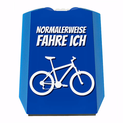 Parkscheibe mit Spruch: Normalerweise fahre ich Mountainbike