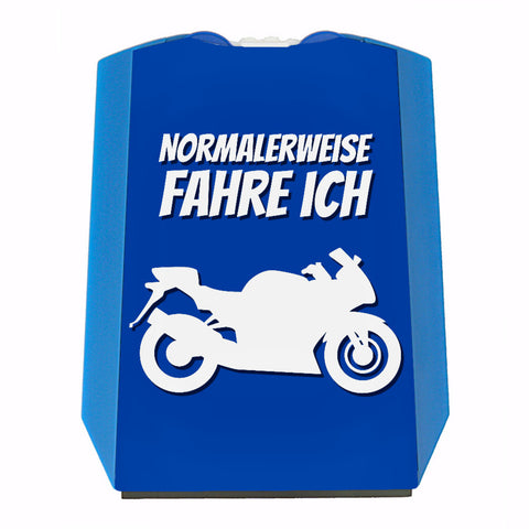 Parkscheibe mit Spruch: Normalerweise fahre ich Motorrad