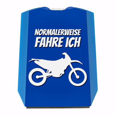 Parkscheibe mit Spruch: Normalerweise fahre ich Motocross