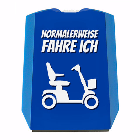 Parkscheibe mit Spruch: Normalerweise fahre ich Rollator