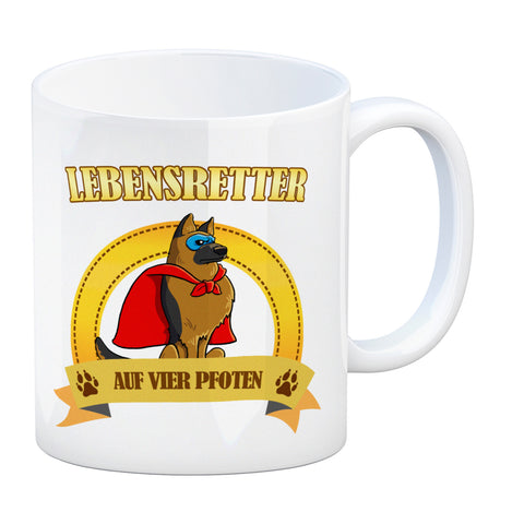 Kaffeebecher mit Superheld - Schäferhund - Lebensretter auf vier Pfoten