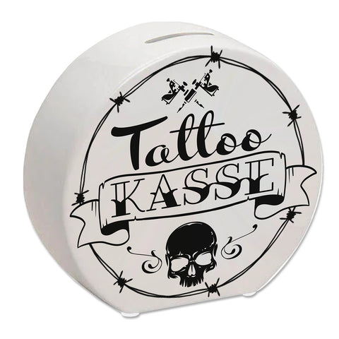 Spardose aus Keramik mit coolen Tattoo-Motiven - Tattookasse