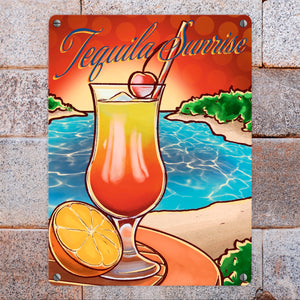 Tequila Sunrise Metallschild - The Cocktail Series - Retro Motiv