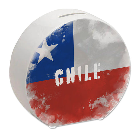 Spardose mit Chile-Flagge im Used Look - Sparschwein für Urlauber