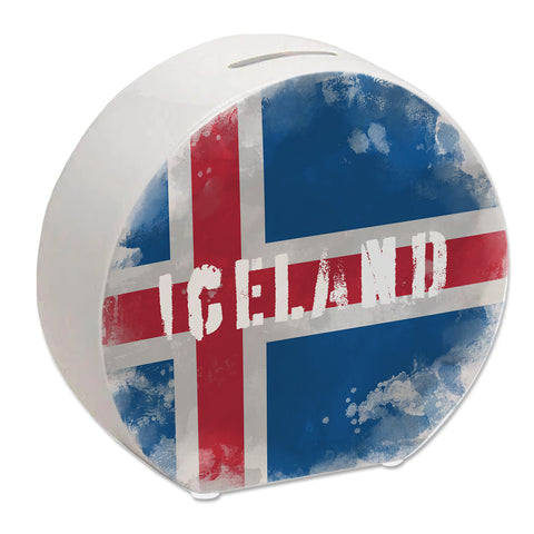 Spardose mit Island-Flagge im Used Look - Sparschwein für Urlauber