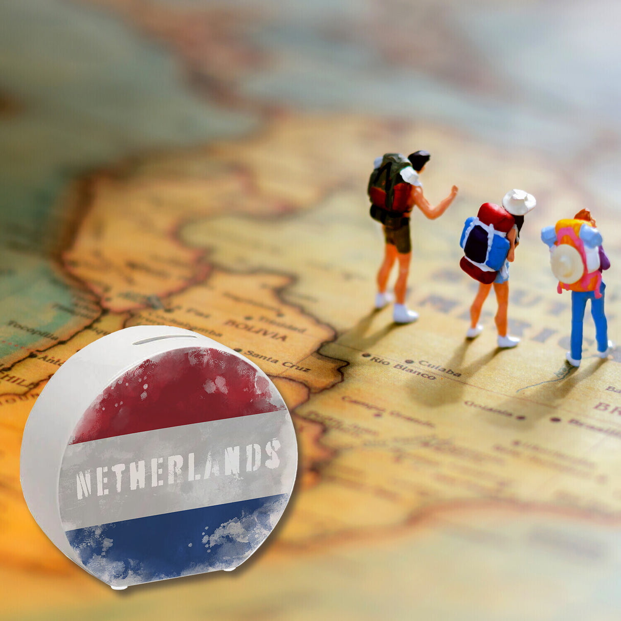Spardose mit Niederlande-Flagge im Used Look - Sparschwein für Urlauber