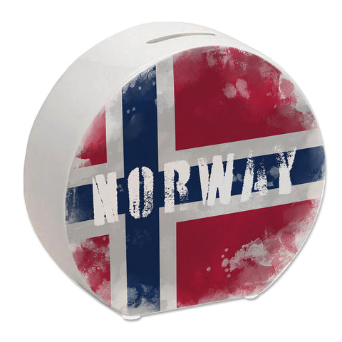 Spardose mit Norwegen-Flagge im Used Look - Sparschwein für Urlauber