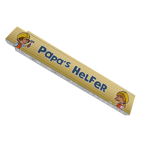 Meterstab aus Holz mit niedlichem Motiv für Kinder und Spruch - Papa's Helfer