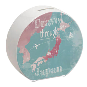 Spardose mit Japan Karte und Spruch - travel through Japan