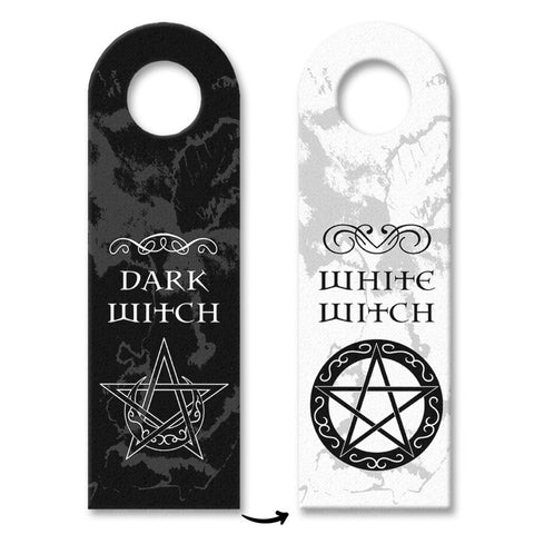 Türhänger mit magischen Pentagrammen und Spruch - White Witch - Dark Witch