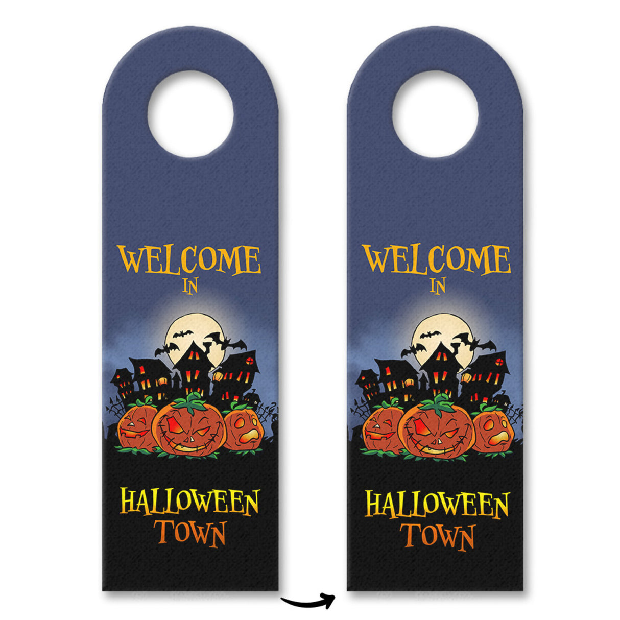 Türhänger mit gruseligem Motiv und Spruch - Welcome in Halloween Town -
