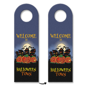 Türhänger mit gruseligem Motiv und Spruch - Welcome in Halloween Town -