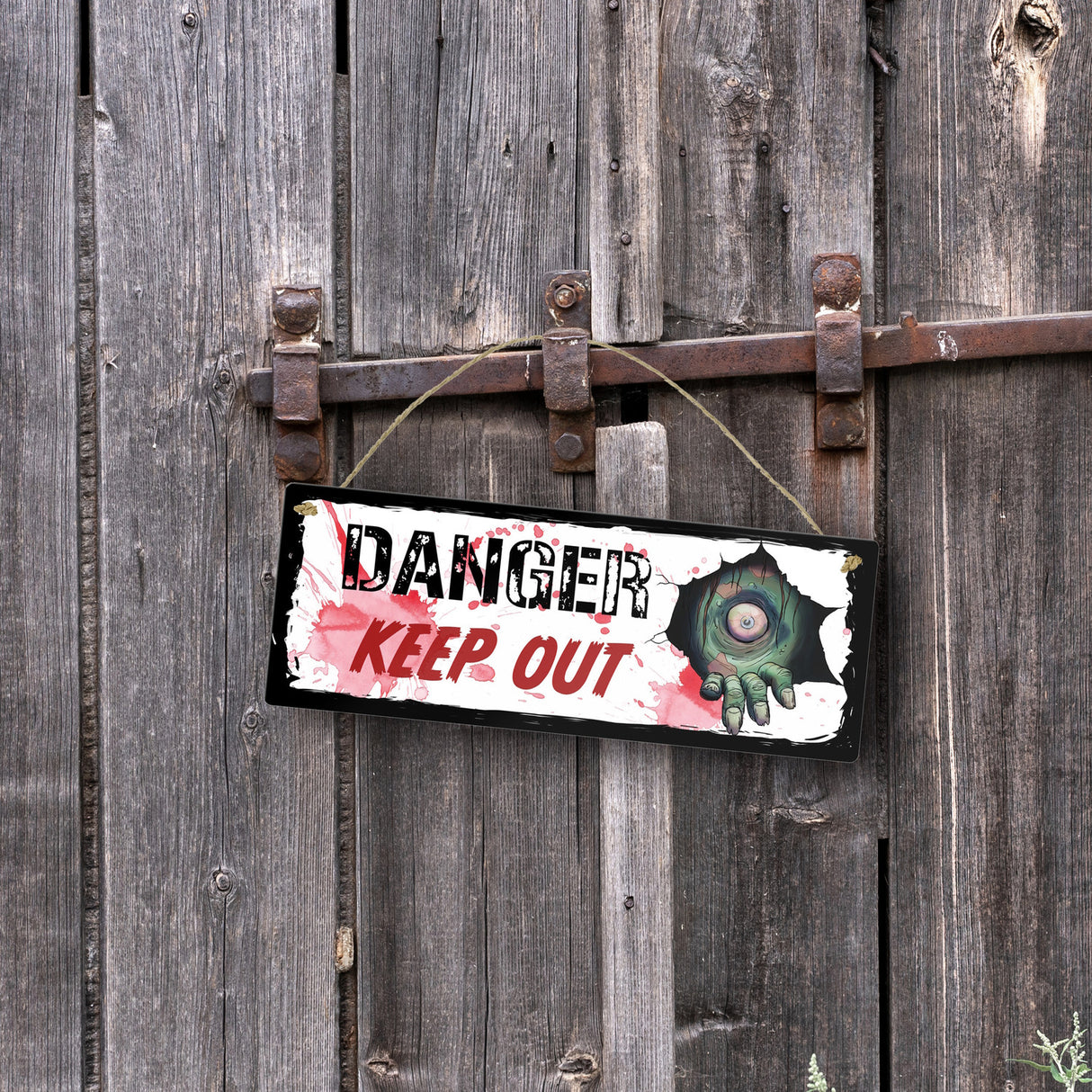 Danger Keep out Metallschild mit Zombie-Motiv zu Halloween