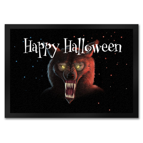 Fußmatte mit Werwolf Motiv und Happy Halloween Schriftzug