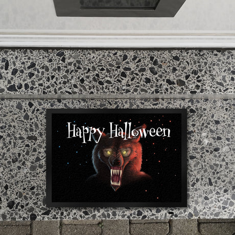 Fußmatte mit Werwolf Motiv und Happy Halloween Schriftzug