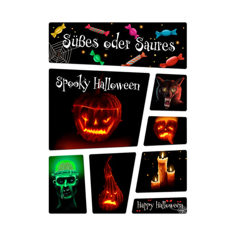 Kühlschrankmagnete 8er Set mit gruseligen Halloween Monstern und Motiven