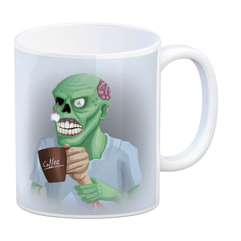 Kaffeebecher mit lustigem Motiv und Spruch - Auch Zombies brauchen Kaffee -