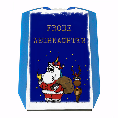 Frohe Weihnachten Parkscheibe mit Einhorn Weihnachtsmann und Rentier Motiv