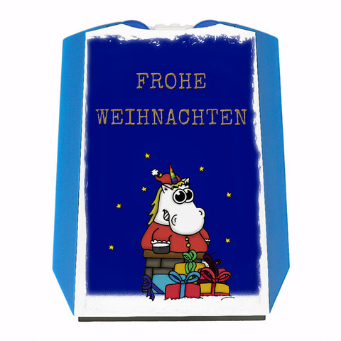 Frohe Weihnachten Parkscheibe mit Einhorn Weihnachtsmann und Geschenken Motiv