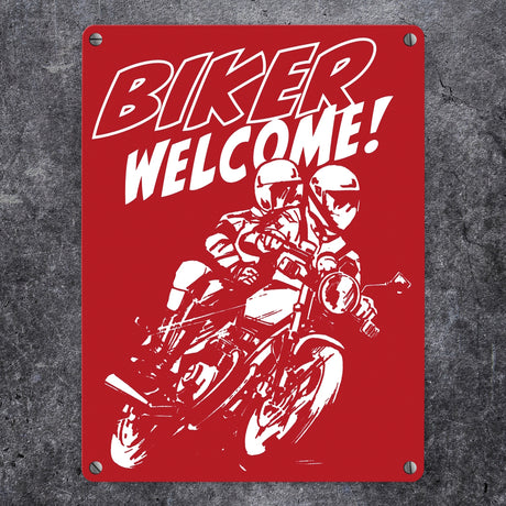 Biker Welcome Metallschild zum Thema Motorrad fahren und frei sein