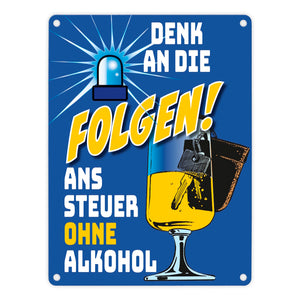 Bierglas und Autoschlüssel Metallschild zum Thema don't drink and drive