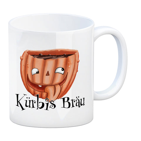 Kaffeetasse mit lustigem Kürbismotiv und Schriftzug - Kürbis Bräu