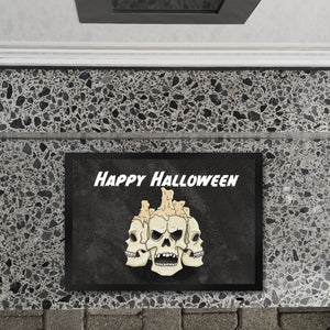 Fußmatte für Halloween mit Totenköpfen und Kerzen - Happy Halloween