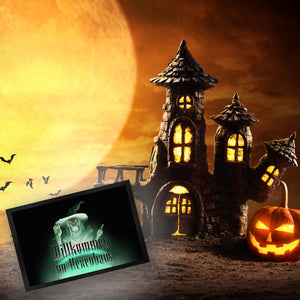 Fußmatte für Halloween mit böser Hexe und Hexenkessel - Willkommen im Hexenhaus