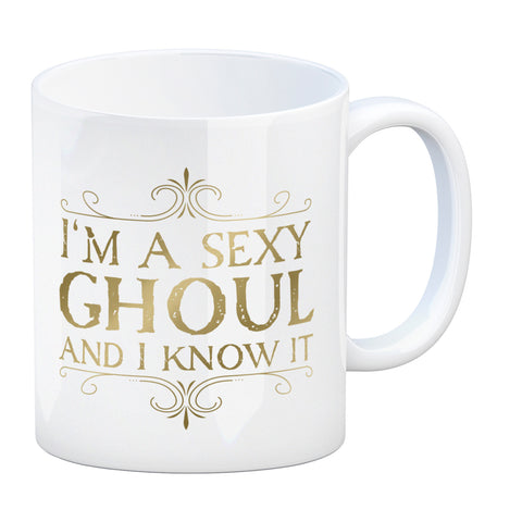 Kaffeetasse mit sexy Zombie und Spruch - I'm a sexy ghoul and I know it