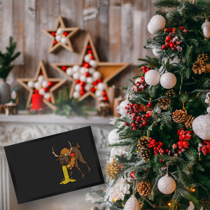 Fußmatte mit lustigem Weihnachtsmotiv - kotzendes Rentier mit Glühweintasse
