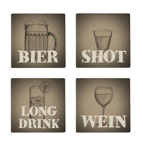Bier - Shot - Longdrink - Wein bedruckte Untersetzer