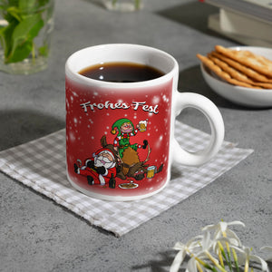 Frohes Fest mit lustigem Weihnachtsmotiv Kaffeebecher