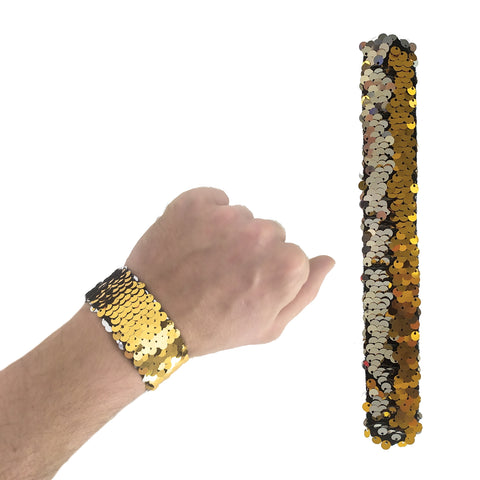 Pailletten Schnapparmband in gold-silber
