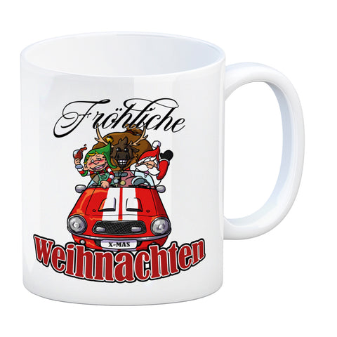 Fröhliche Weihnachten Kaffeebecher mit lustigem Weihnachtsmotiv