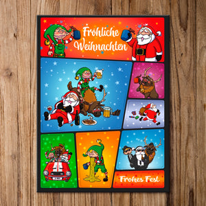 Fröhliche Weihnachten Magnet-Set mit lustigen Weihnachtsmotiven